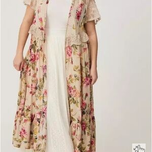 Floral Lace Maxi Kimono NWOT